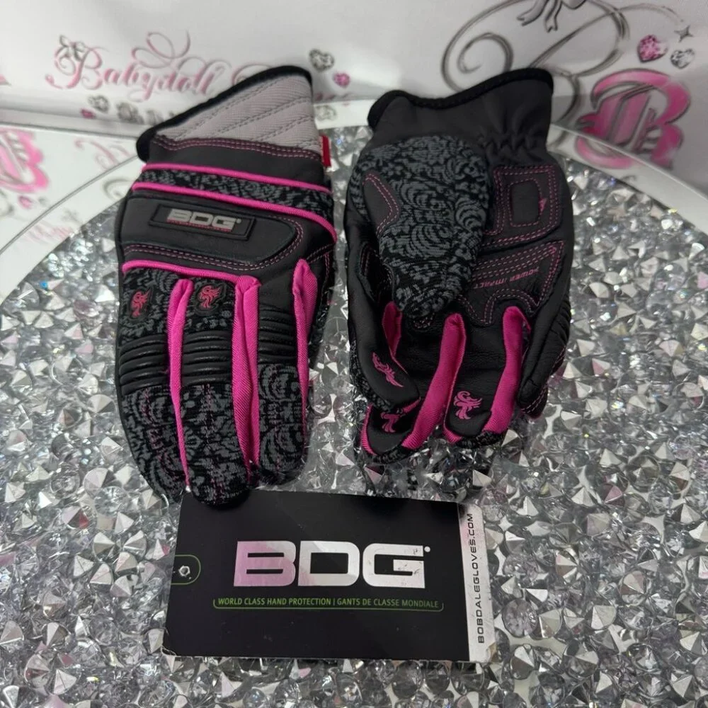 Bob dale gloves pink goat skin leather moveable work gloves mitts working padded